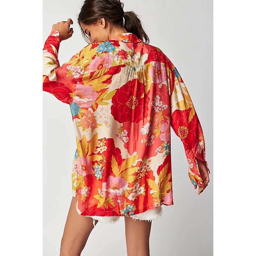 Spell Floral Tyler Printed Button Down Shirt XL Multicolor Boho Oversized Retro - Picture 7 of 14